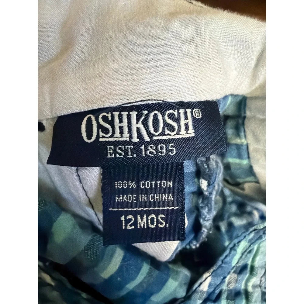 Vintage OshKosh Bgosh Boy Blue Green Plaid Cotton Shortalls‎ Overalls 12 Months